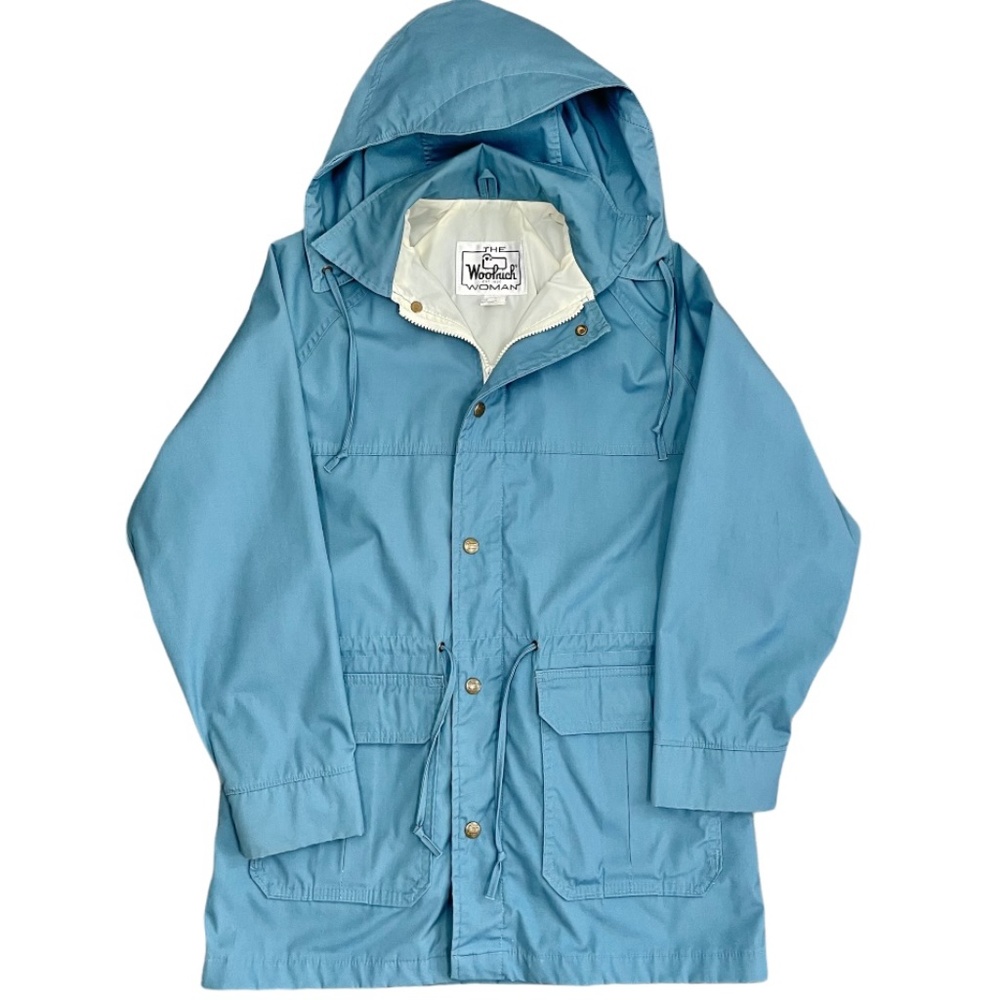 Vintage Woolrich Womens Hooded Zip Jacket Pale Blue S